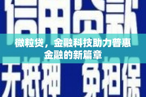 虾峙微粒贷，金融科技助力普惠金融的新篇章