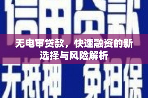 虾峙无电审贷款，快速融资的新选择与风险解析