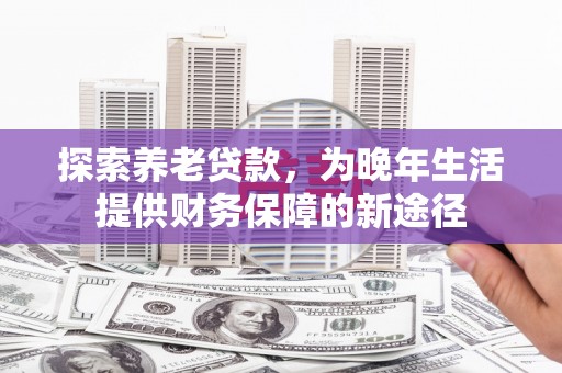 虾峙探索养老贷款，为晚年生活提供财务保障的新途径