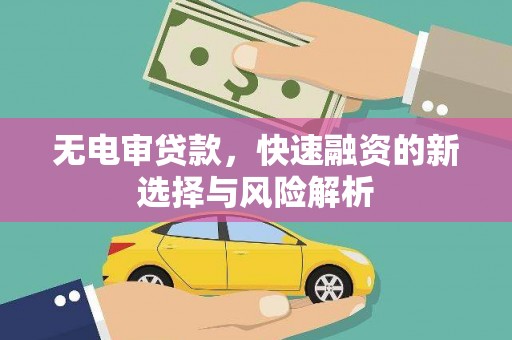 虾峙无电审贷款，快速融资的新选择与风险解析