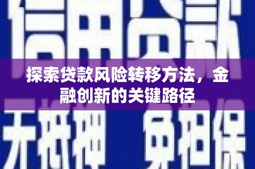 虾峙探索贷款风险转移方法，金融创新的关键路径