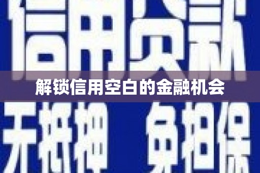 虾峙解锁信用空白的金融机会